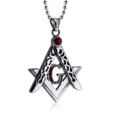 Masonic Necklace Stainless Steel Letter G Compass Pendant Retro Punk Style