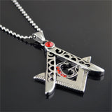 Masonic Necklace Stainless Steel Letter G Compass Pendant Retro Punk Style