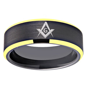 Masonic Ring Compass Square Anniversary Gift 8mm Men's Tungsten Carbide Ring