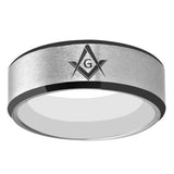Masonic Ring Compass Square Anniversary Gift 8mm Men's Tungsten Carbide Ring