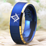 Masonic Ring Compass Square Anniversary Gift 8mm Men's Tungsten Carbide Ring
