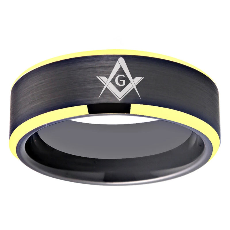 Masonic Ring Compass Square Anniversary Gift 8mm Men's Tungsten Carbide Ring