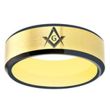 Masonic Ring Compass Square Anniversary Gift 8mm Men's Tungsten Carbide Ring
