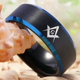 Masonic Ring Compass Square Anniversary Gift 8mm Men's Tungsten Carbide Ring