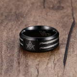 MasonicMan Stainless Steel Cable Inlay Ring Vintage Jewelry