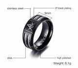 MasonicMan Stainless Steel Cable Inlay Ring Vintage Jewelry