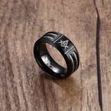 MasonicMan Stainless Steel Cable Inlay Ring Vintage Jewelry