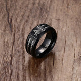 MasonicMan Stainless Steel Cable Inlay Ring Vintage Jewelry