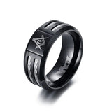 MasonicMan Stainless Steel Cable Inlay Ring Vintage Jewelry