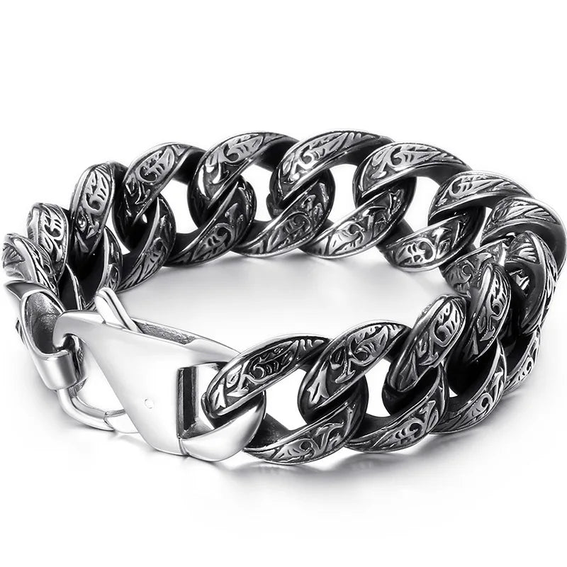 Men's Stainless Steel Link Chain Bracelet Heavy Metal Bangle Hand Jewelry