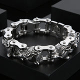 Wolf Head Bracelet Stainless Steel Motorcycle Chain Men 9 Inch