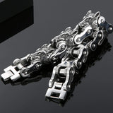 Wolf Head Bracelet Stainless Steel Motorcycle Chain Men 9 Inch