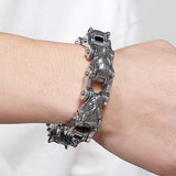 Wolf Head Bracelet Stainless Steel Motorcycle Chain Men 9 Inch