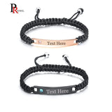 Stainless Steel His & Her ID Tag Bracelets Engraved Name Date Promise Love