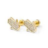 S925 Sterling Silver CZ Paved Fatima Hand Earrings