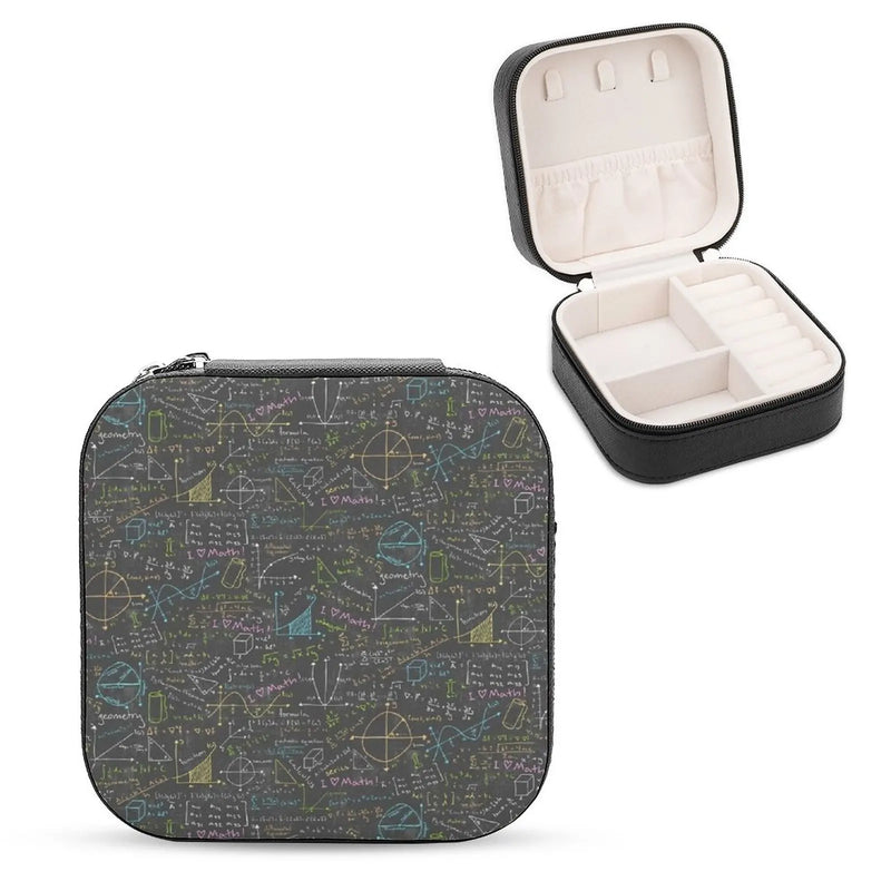 Math Lessons Jewelry Storage Box Double Layer Organizer Travel Case