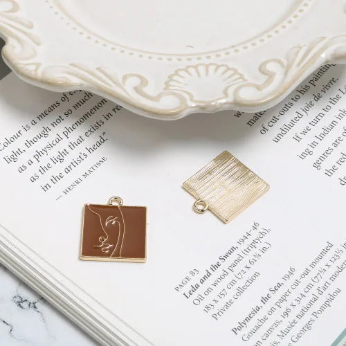 Matisse Line Face Square Oil Drop Pendant DIY Jewelry Earring Accessories