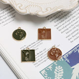 Matisse Line Face Square Oil Drop Pendant DIY Jewelry Earring Accessories