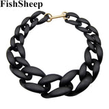 Bohemian Frosted Plastic Choker Necklace Long Chain Gift