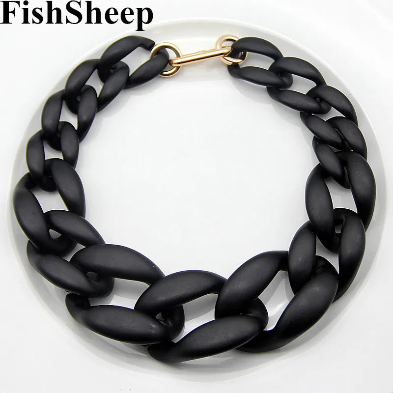 Bohemian Frosted Plastic Choker Necklace Long Chain Gift