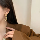 Matt Irregular Round Clip Earrings Water Drop Shape No Piercing Women