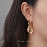 Matt Irregular Round Clip Earrings Water Drop Shape No Piercing Women