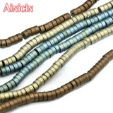 2x4mm Round Hematite Beads Green Coffee Light 5pcs/lot