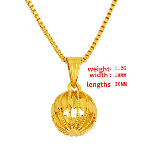 24K Spherical Pendant Necklaces for Bridal Wedding Jewelry