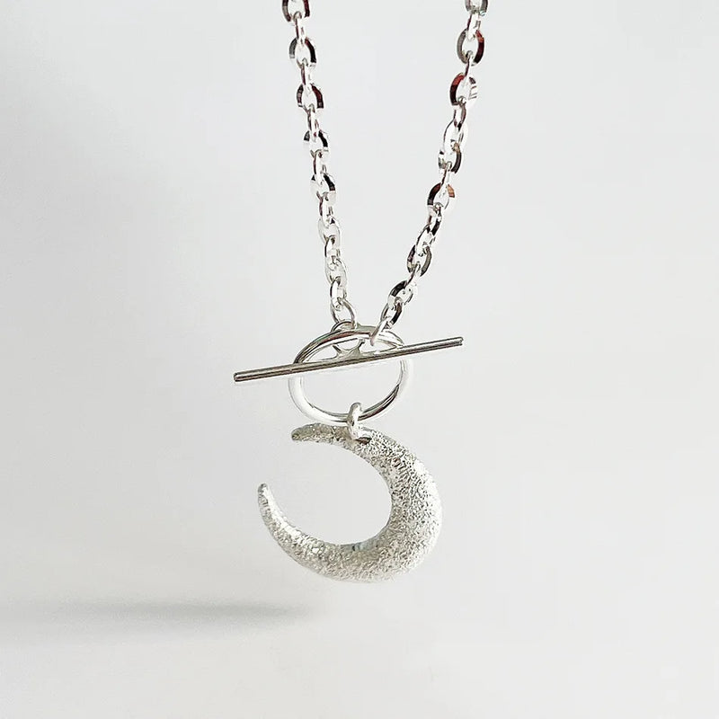 925 Silver Moon Pendant Necklace Choker Women Girl Fine Jewelry All-Matched