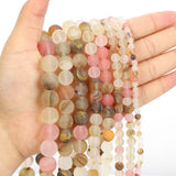 Frosted Watermelon Peel Chalcedony Natural Stone Bead Round Loose Space Bead