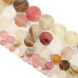 Frosted Watermelon Peel Chalcedony Natural Stone Bead Round Loose Space Bead