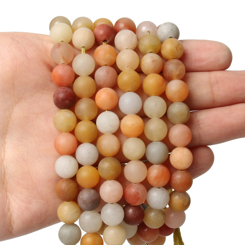 Matte Jades Natural Stone Beads Round Loose Spacer Beads 15inch