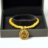 Queen Elizabeth II Coin Bracelet Stainless Steel Charm Jewelry Hematite Beads