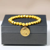 Queen Elizabeth II Coin Bracelet Stainless Steel Charm Jewelry Hematite Beads