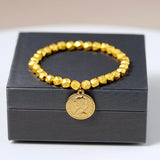 Queen Elizabeth II Coin Bracelet Stainless Steel Charm Jewelry Hematite Beads