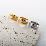 Grid Crosscut Stainless Steel Rings for Couple Romantic Anniversary