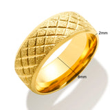 Grid Crosscut Stainless Steel Rings for Couple Romantic Anniversary