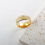 Grid Crosscut Stainless Steel Rings for Couple Romantic Anniversary
