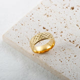 Grid Crosscut Stainless Steel Rings for Couple Romantic Anniversary