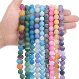 Natural Stone Beads Frosted Cracked Agates Loose Beads 6-12mm