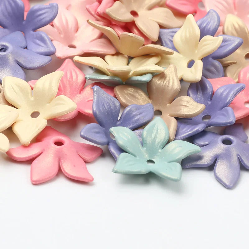21mm Acrylic Matte Flower Beads Charm for DIY Jewelry - Scrub Colored