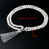 Matte Howlite Beads Green Ghost Tassel Pendent Necklace