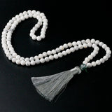 Matte Howlite Beads Green Ghost Tassel Pendent Necklace