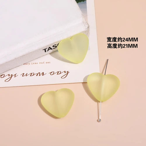 Frosted Peach Heart Beads for DIY Jewelry Making
