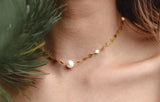 Mavis Hare Cross Round Pearl Choker Necklace Chain Woman Gift