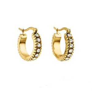 Mavis Hare Stainless Steel Pohaku Crystal Drop Earrings