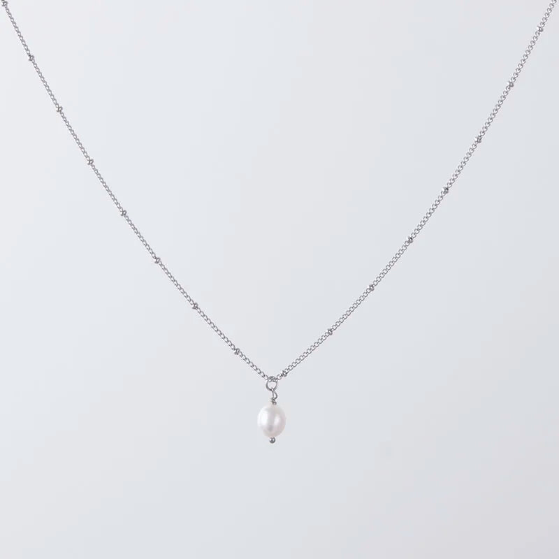 Baroque Pearl Pendant Bead Chain Necklace for Women