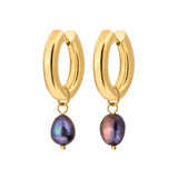 Mavis Hare PEARLY Hoop Dangle Earrings Stainless Steel