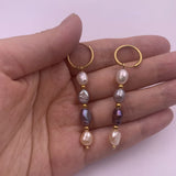 Mavis Hare Pink Gray Pearl Dangle Earrings Stainless Steel Woman