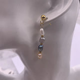 Mavis Hare Pink Gray Pearl Dangle Earrings Stainless Steel Woman